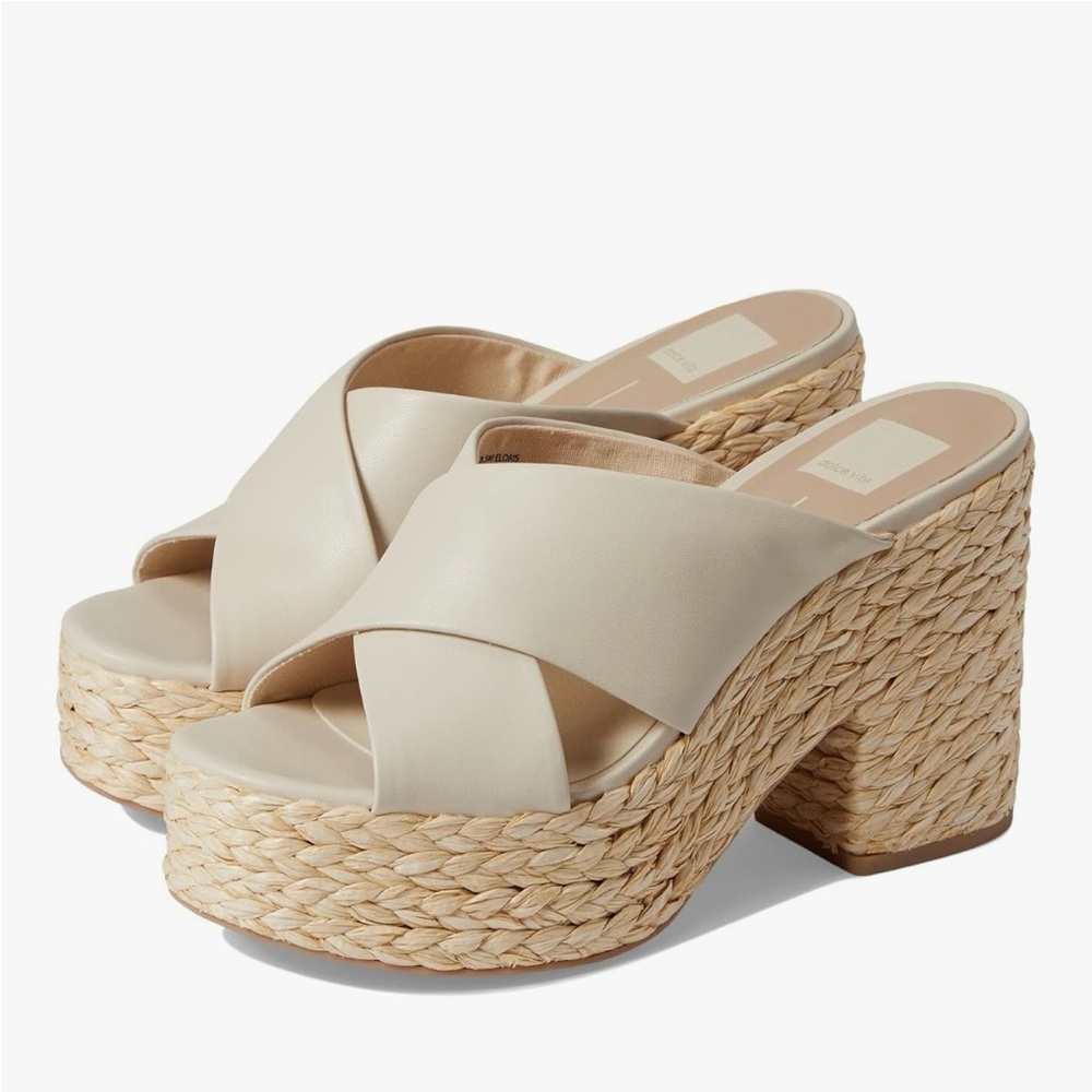 Dolce Vita Elaina Cream / White Woven Wedge Mules